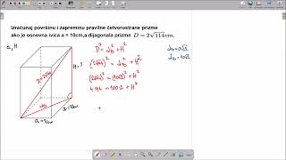8984PrizmaDijagonala prizmePravilna četvorostrana prizmaZadatak 24 [upl. by Telrats536]