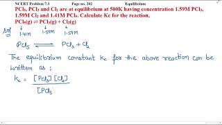 PCl5​ PCl3​ and Cl2​ are at equilibrium at 500K having concentration 159M PCl3 159M Cl2 [upl. by Enovaj]