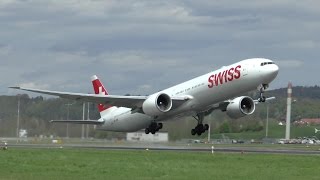 HD SWISS Boeing 777300ER HBJNB takeoff at Zurich Airport  16042016 [upl. by Oriel]