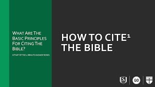 How to Cite the Bible [upl. by Amadeus572]