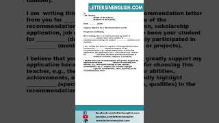 Request Letter for Recommendation Letter  Sample Letter Requesting for a Recommendation Letter [upl. by Otrebilif]