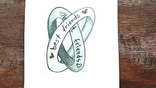 How to draw two bracelets for best friends girlsEasy drawings for girls besties [upl. by Neumeyer]