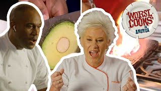 Cliff and Anne React to the MostShocking Moments in Worst Cooks in America HISTORY  Food Network [upl. by Yorztif]