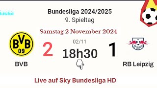 BUNDESLIGA  BVB 2  1 RB Leipzig live auf Sky Bundesliga HD  02112024 um 1830 Uhr [upl. by Athalee]