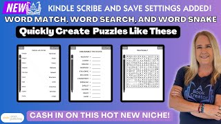 Kindle Scribe and Save Settings added to Word Match Word Scramble and Word Snake Puzzle Tools [upl. by Galang]