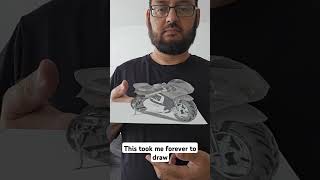 3D anamorphic drawing of motorbike art 3dillusion 3ddrawing [upl. by Oreves]