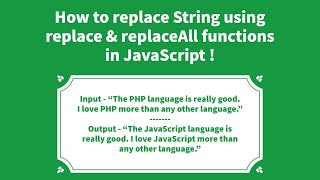 How To Replace String Using replace amp replaceAll Functions In JavaScript [upl. by Atived]