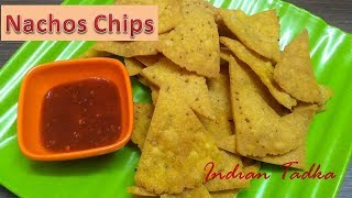 Homemade Nachos chips  Corn Tortilla Chips  Makki ke Chips  Indian Tadka [upl. by Kennith]