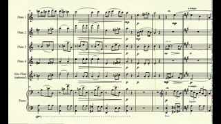 Symphony No 7 2nd Movt  L V Beethoven  for 4part flute ensemble with piano [upl. by Yann511]