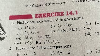 NCERT class 8 maths factorisation ex 141 [upl. by Atram]