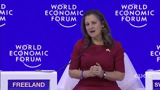 Deputy PM Chrystia Freeland takes part in WEF panel on peace and security – January 18 2023 [upl. by Kursh522]