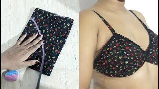 Cotton Bra Without Elastic  Cutting and Stitching  बिना इलास्टिक वाली ब्रा बनाएं [upl. by Lovash308]