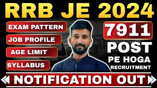 RRB JE Notification 2024  RRB JE Vacancy 2024  Post 7346  RRB JE 2024 Latest News [upl. by Eveam]