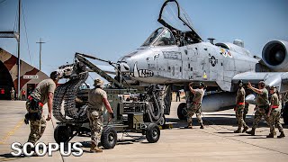 War Preparation A10 Thunderbolt II loads missiles and ammunition [upl. by Davide]