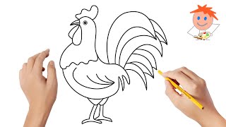 How to draw a rooster 3  Easy drawings [upl. by Audres]