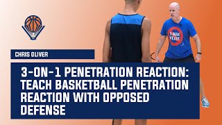 3on1 Penetration Reaction How to Teach Basketball Penetration Reaction with Opposed Defense [upl. by Eliga]