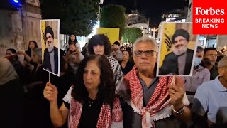 Protests Held By Palestinians In West Bank Over Israel Killing Hezbollah Leader Hassan Nasrallah [upl. by Tibbitts]