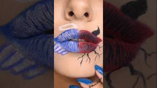 Good vs Bad❤️🖤 amazing lipart idea lipgloss lipart shortvideo evil good holloween makeup art [upl. by Ellehcil]