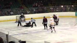 Andre Payette vs Reece Cairneywitter  Whitley Warriors vs Blackburn Hawks 201215 [upl. by Yenetruoc]