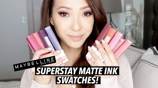 Maybelline SuperStay Matte Ink Liquid Lipstick Swatches Newest Shades [upl. by Rratsal]