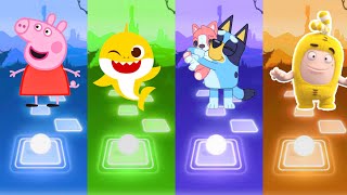 Peppa pig 🆚 Baby Shark 🆚 Bluey Bingo 🆚 Oddbods Newt Tiles Hop EDM Rush [upl. by Evilo]