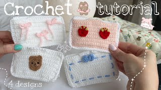 Crochet card holder Beginnerfriendly tutorial☁️ 4 designs [upl. by Gemoets]