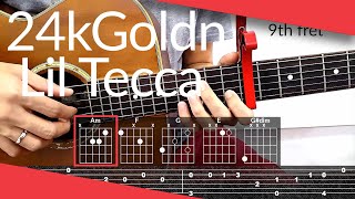 Prada 24kGoldn Lil Tecca Guitar Tutorial  Tab Chords [upl. by Mollee]