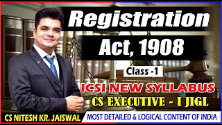 REGISTRATION ACT CLASS1 JIGL NEW SYLLABUS CS EXECUTIVE  BY CS NKJ SIR CS NKJ CS CLASSES [upl. by Garaway]