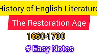 The Restoration Age Of English LiteratureHistory of English literatureJohn DrydenBritish Civil Wa [upl. by Trammel524]