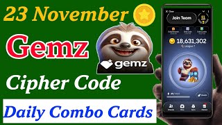 Daily Cipher Code Today 23 November Gemz  Gemz 23 November Daily Combo Cards Today [upl. by Llenna550]