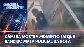 Câmera corporal mostra momento em que PM é baleado  Brasil Urgente [upl. by Aerdnod]