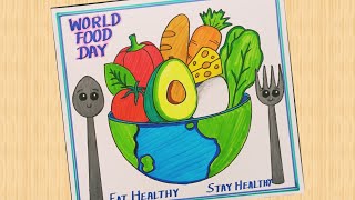 World Food Day Drawing World Food Day Poster Eat Healthy Stay Healthy Drawing [upl. by Baskett]