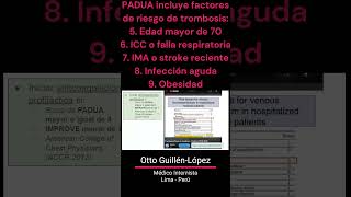 Tromboprofilaxis 4 Score de PADUA y de IMPROVE trombosis thrombosis medicina medicine [upl. by Netsrejk]