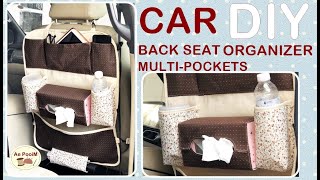 DIY CAR BACK SEAT ORGANIZER MULTIPOCKETS STORAGE  วิธีทำกระเป๋าจัดระเบียบใส่ของหลังเบาะรถยนต์ [upl. by Oirasor73]