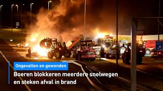 Boeren blokkeren meerdere snelwegen en steken afval in brand  Hart van Nederland [upl. by Capriola]