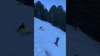 Snowboard beginner on the ski lift takes out everyone [upl. by Sup14]