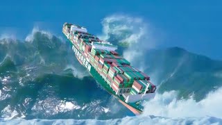 How Horrible Ocean cargo ship VS strong winds and big waves  Feel the destructive force of the sea [upl. by Ihsakat]