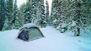 Winter Hot Tent Camping In Snow 15°F  ASMR [upl. by Mallon504]