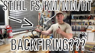 Stihl backfires and won’t start how to fix Works for Stihl FS KM MM HT BR equipment [upl. by Godden130]