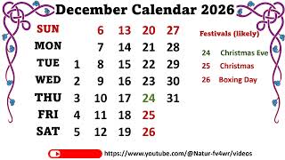 December Calendar 2026 decembercalender2026 [upl. by Bred152]