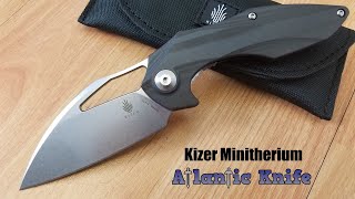 KIZER MINITHERIUM LINERLOCK CARBON FIBER S35VN WHARNCLIFFE FOLDING KNIFE 3502 [upl. by Ayt]