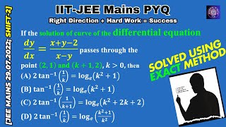 Excellent Solution Using Homogeneous and Exact Differential Equations Concept  class 12  Jee Mains [upl. by Nipha644]