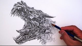 How to Draw Transformers Grimlock  Age of Extinction [upl. by Nodlehs]