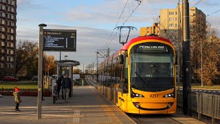 Przejazd Tram Front View 前面展望 Hyundai Rotem 140N 4251 Tramwaje Warszawskie  Linia C6 [upl. by Sherill]