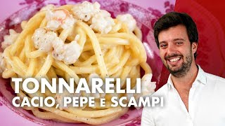 Ricetta Tonnarelli cacio pepe e scampi – Semplice ed elegante [upl. by Dodi125]