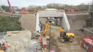 Time Lapse  rail bridge reconstruction Cow Lane Reading Christmas 2011 [upl. by Euqininod835]