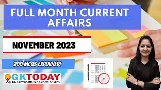 NOVEMBER 2023 Full Month Current Affairs  GK Today Monthly Current Affairs [upl. by Leacock]