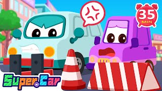 Who Is Blocking The Road  Brave Police Car amp Monster Car  Kids Cartoons amp Kids Songs [upl. by Eselahc]