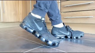 NIKE AIR VAPORMAX FLYKNIT 3 TRIPLE BLACK REVIEW UNBOXING ON FEET [upl. by Simmons640]