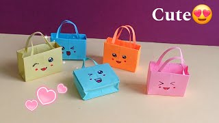 Origami paper bag 💖  easy tiny paper bag [upl. by Stalker]